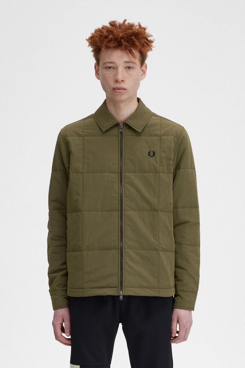 Chemises Fred Perry Matelassé Homme Vert | TFRWZ57978