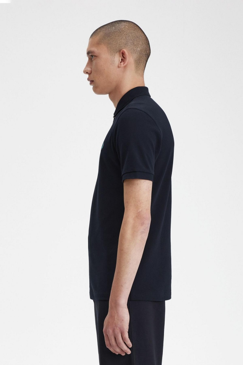 Fred Perry Shirt Fred Perry M6000 Homme Bleu Marine Menthe Foncé | SFRNY75562