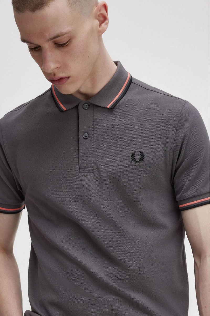 Polos Fred Perry M3600 Homme Corail Noir | YFRVQ30073