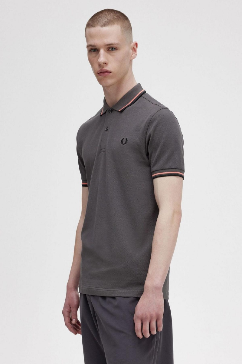 Polos Fred Perry M3600 Homme Corail Noir | YFRVQ30073