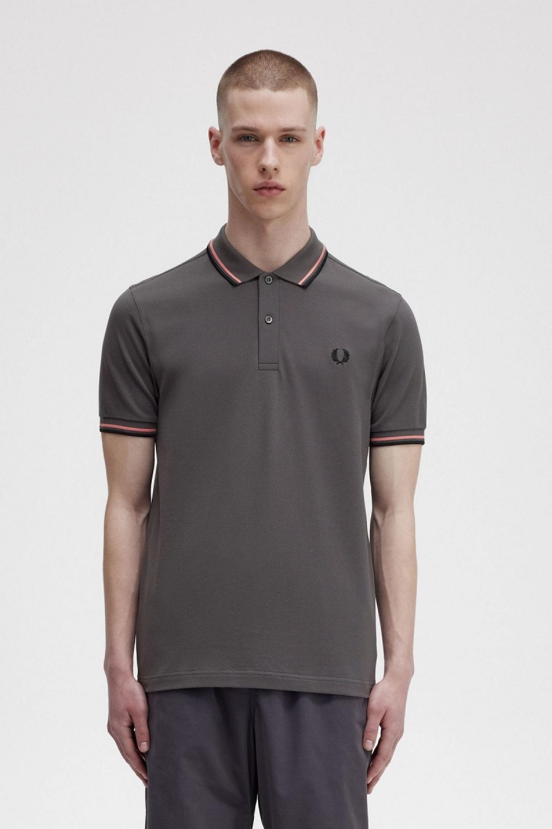 Polos Fred Perry M3600 Homme Corail Noir | YFRVQ30073