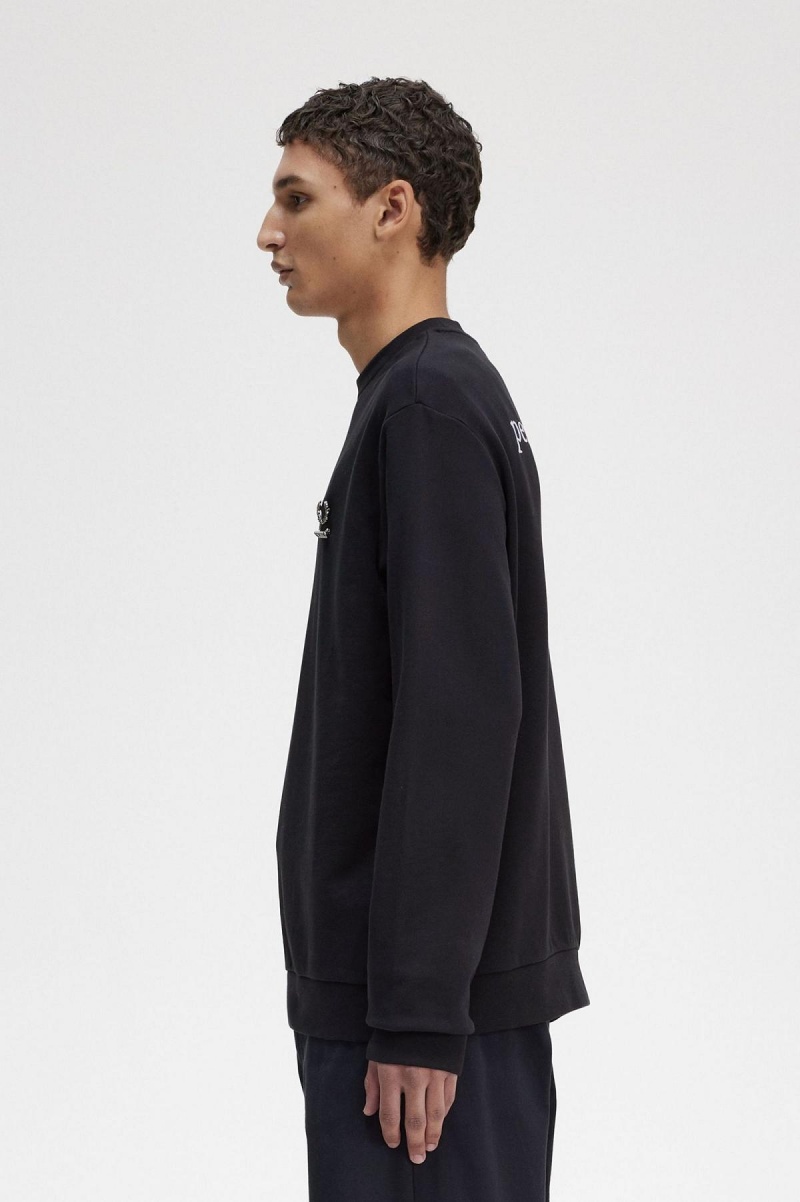 Sweats Fred Perry Embroidered Homme Noir | SFRNY92651