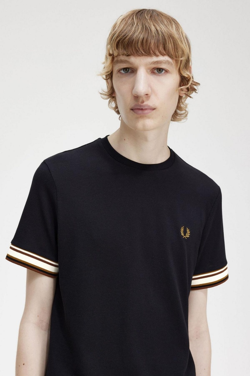 T Shirts Fred Perry Bold Tipped Piqué Homme Noir | DFRVO52030