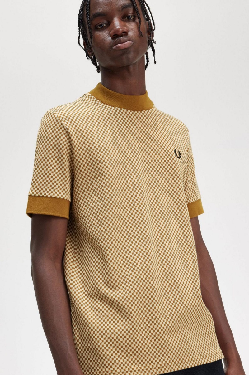 T Shirts Fred Perry Micro Chequerboard Homme Noir | YFRGT93163